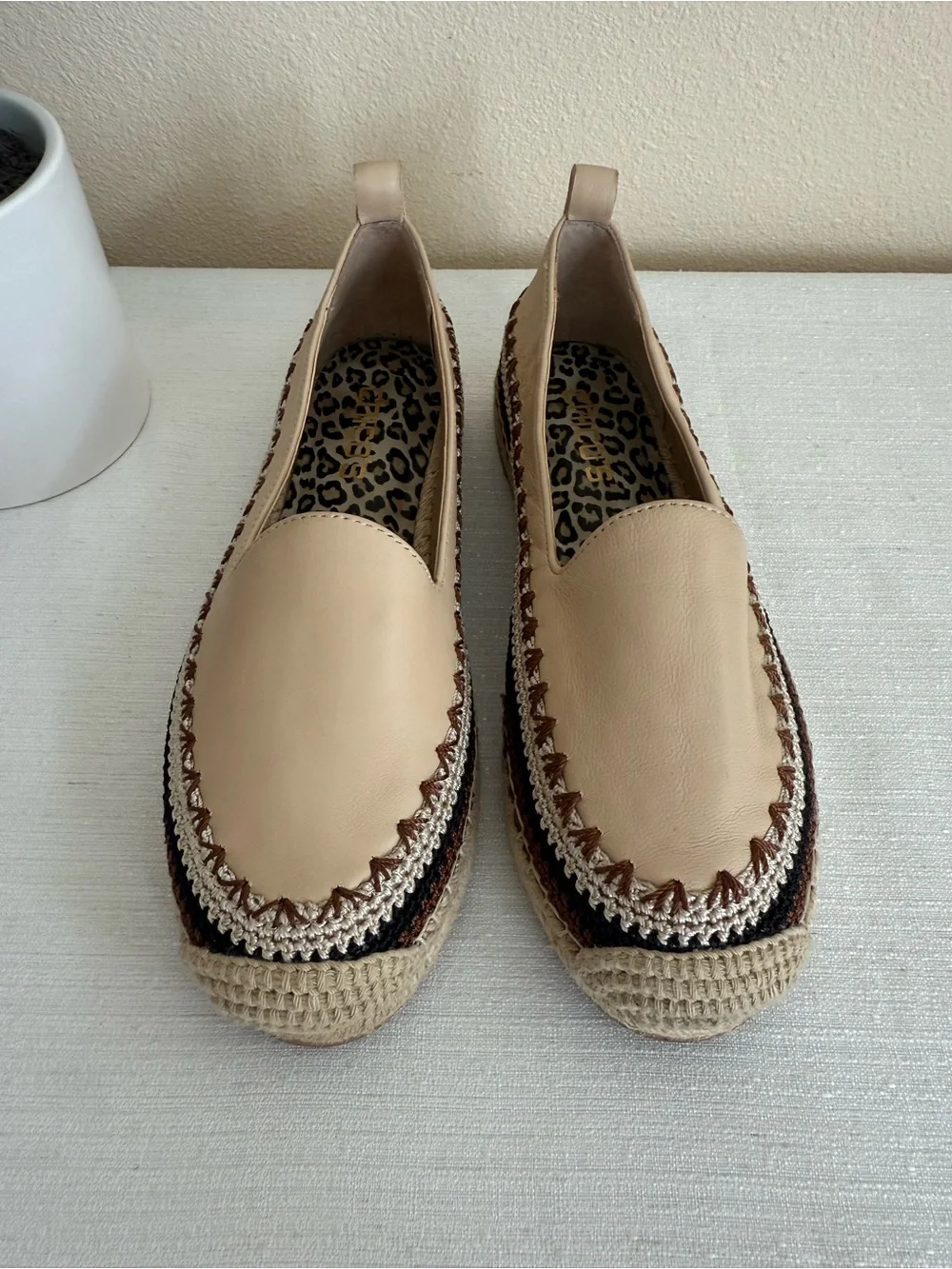New ChicoBeige Leather Espadrille Slip-On Loafer - Women